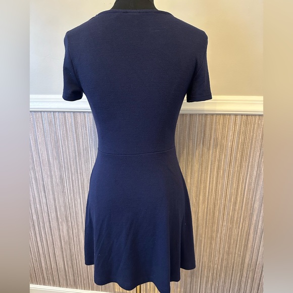 GAP Fit & Flare Dress XS Petite Navy Blue Short Sleeve Classic Mini Dress - Picture 3 of 5